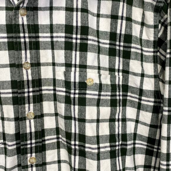 Vintage Eddie Bauer Green Plaid Flannel Button Up Shirt Mens Tall XL Heavyweight - Picture 2 of 8